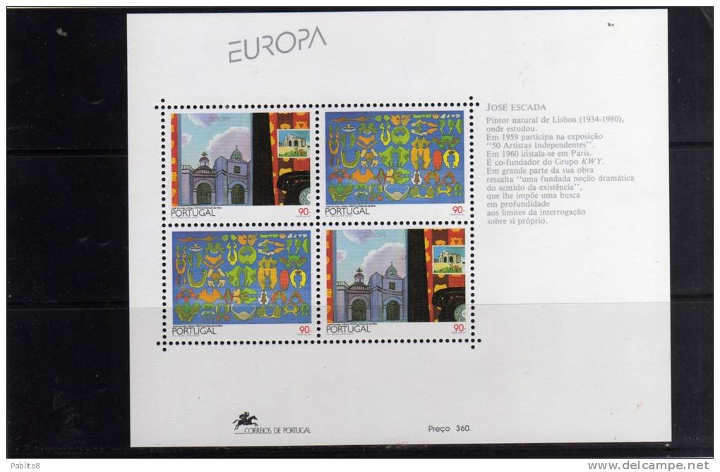 PORTOGALLO - PORTUGAL 1993 EUROPA CEPT FOGLIETTO SOUVENIR SHEET BLOCO MNH - Blocks & Kleinbögen