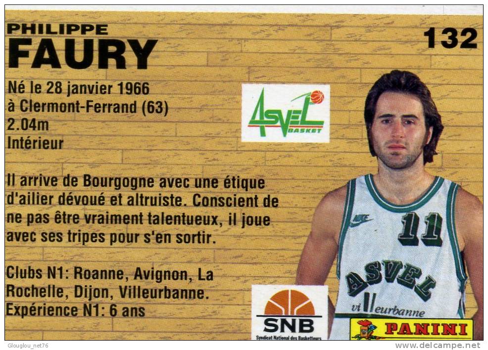 IMAGE CARTONNEE.....BASKETBALL...PHILIPPE FAURY....CHAMPIONNAT DE FRANCE 1994 VOIR SCANNER... - Other & Unclassified