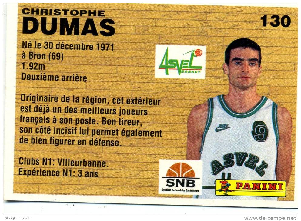 IMAGE CARTONNEE.....BASKETBALL...CHRISTOPHE DUMAS....CHAMPIONNAT DE FRANCE 1994 VOIR SCANNER... - Other & Unclassified