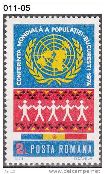 ROMANIA, 1974, World Population Year; MNH (**), Sc. 2502 - Ungebraucht