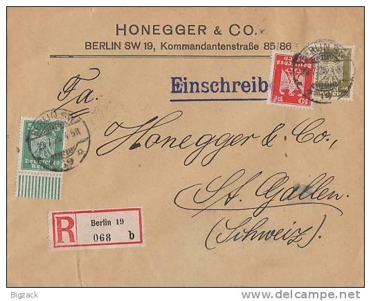 DR R-Brief Mif Minr.356 UR Walze,357,360 Berlin 29.7.25 Gel. In Schweiz - Briefe U. Dokumente