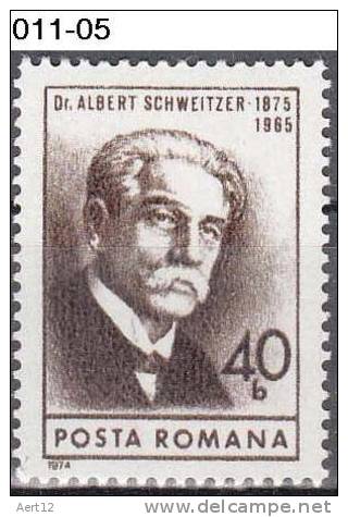 ROMANIA, 1974, Dr. Albert Schweitzer (1875-1965), Medical Missionary; MNH (**), Sc. 2551 - Ungebraucht