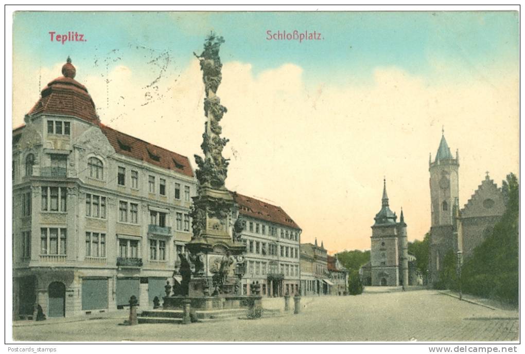 Teplitz, Schloßplatz, 1913 - Böhmen Und Mähren