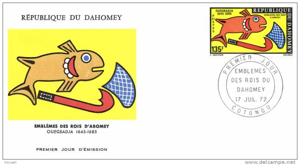 Dahomey Benin 1972 Mi. 490-491, 2 FDC, Coats Of Arms Of The Kings Of Abomey, Agoliagbo, Ouegbadja - Bénin – Dahomey (1960-...)