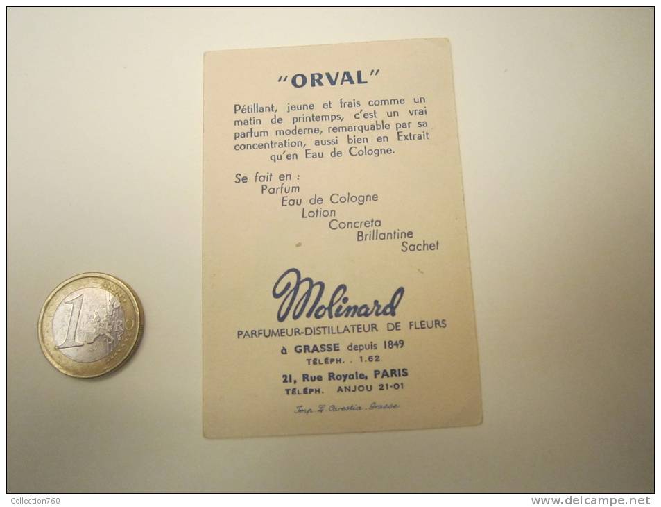 MOLINARD - ORVAL - Carte Parfumée - Anciennes (jusque 1960)