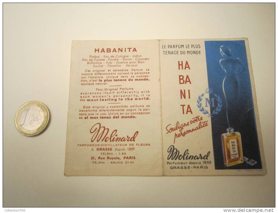 MOLINARD - HABANITA - Carte Parfumée Calendrier 1961 - Anciennes (jusque 1960)