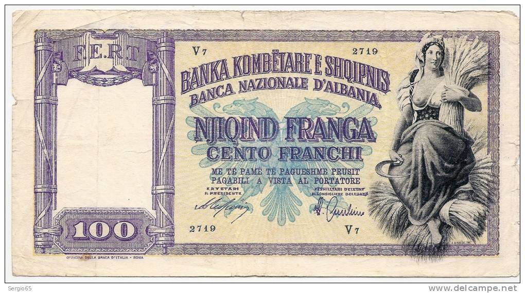 100 FRANGA - BANCA D ' ITALIA - Albanien