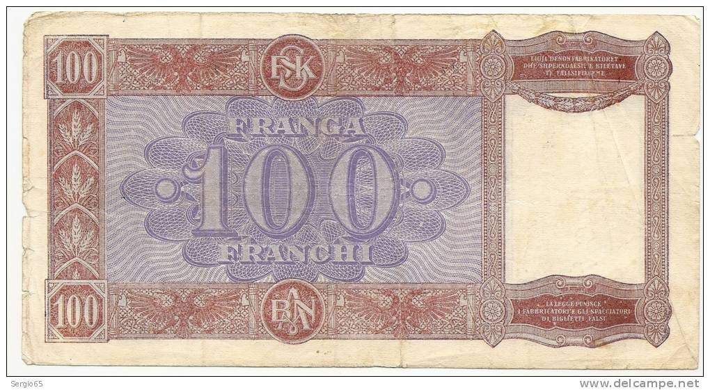 100 FRANGA - BANCA D ' ITALIA - Albanie