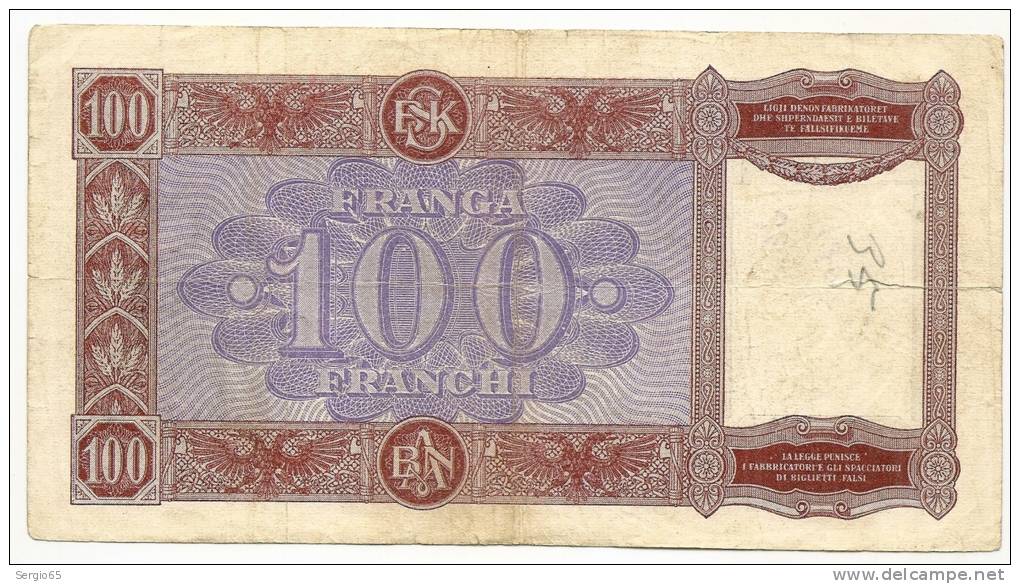 100 FRANGA - BANCA D ' ITALIA - Albanie