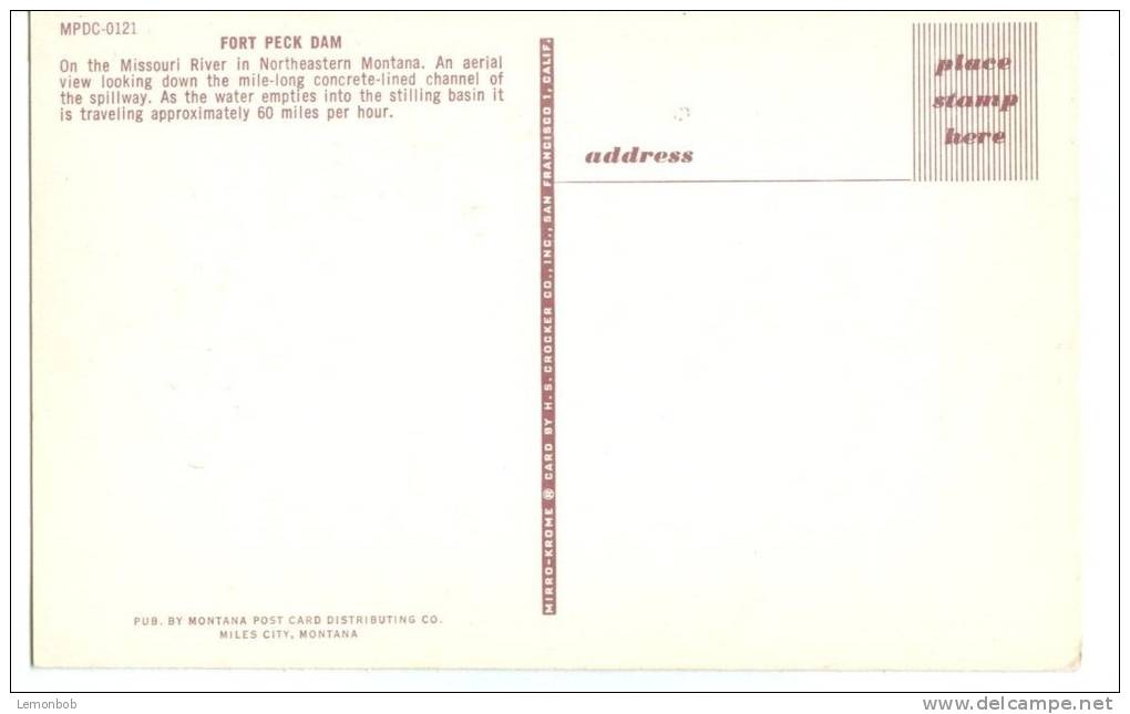 USA, Fort Peck Dam Spillway, Missouri River, Montana, Unused Postcard [P8160] - Other & Unclassified