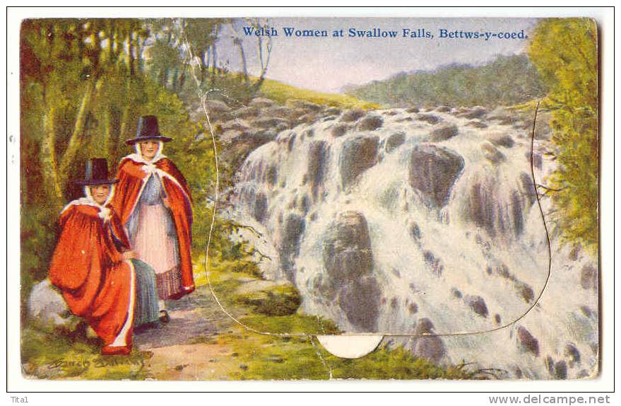 D6348  -  Welsh Women At Swallow Falls, Bettws-y-coed " Carte à Système" - Other & Unclassified