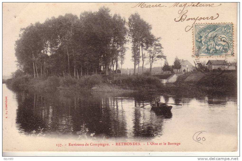 60 RETHONDES L'Oise Et Le Barrage Cpa Animée - Rethondes