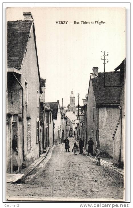 VERZY RUE THIERS ET L'EGLISE 51 MARNE - Verzy