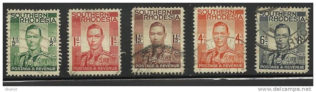 Southern Rhodesia Scott # 42 - 46, 50  Used VF  Short Set.....................M64 - Southern Rhodesia (...-1964)