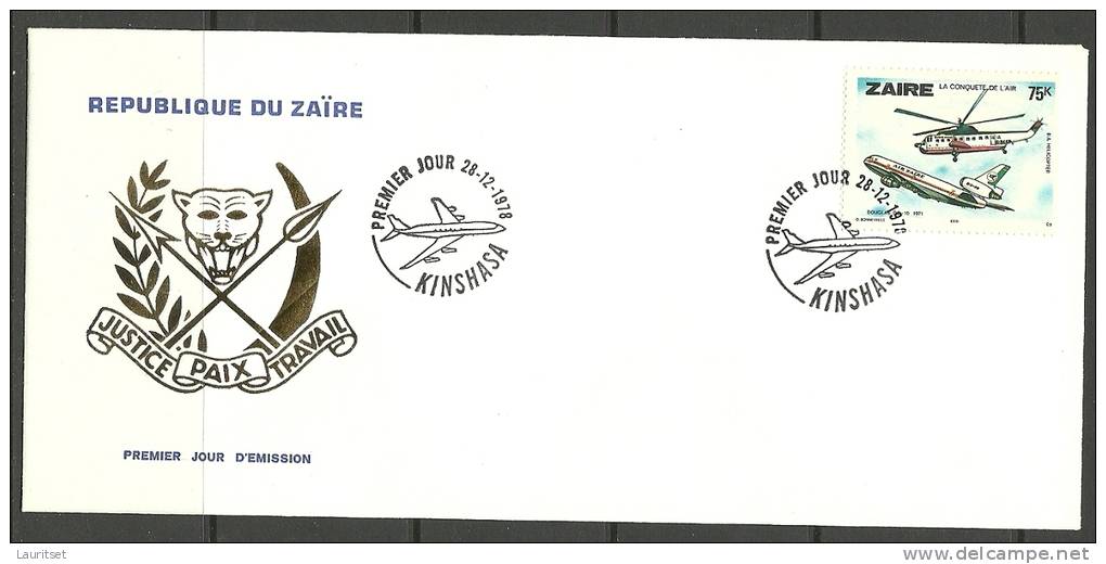 ZAIRE KONGO Air Plane Flugzeug FDC 1978 - 1971-1979