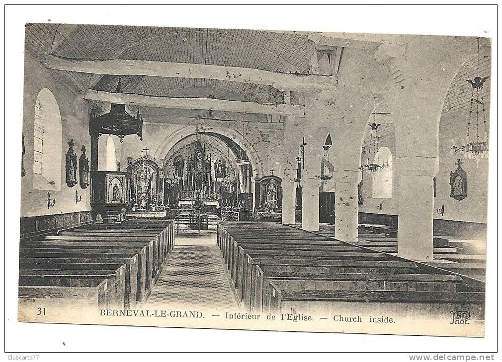 Berneval-le-Grand (76) : L'intérieur De L'église En 1927. - Berneval