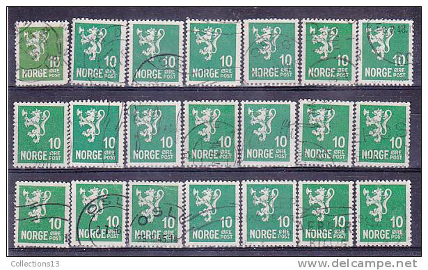NORVEGE - lot de 403 timbres obli à 1 cts le timbre