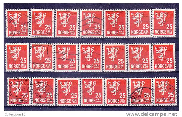 NORVEGE - lot de 403 timbres obli à 1 cts le timbre