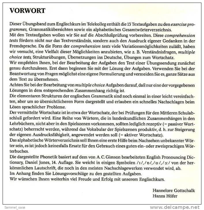 Englisch Übungsband  Telekolleg I  , Hannelore Gottschalk  ,  TR-Verlagsunion 1990 - School Books