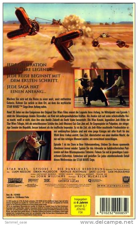 VHS Video  -  Star Wars  -  Episode 1 Die Dunkle Bedrohung  -  Science Fiction Von George Lucas - Sci-Fi, Fantasy