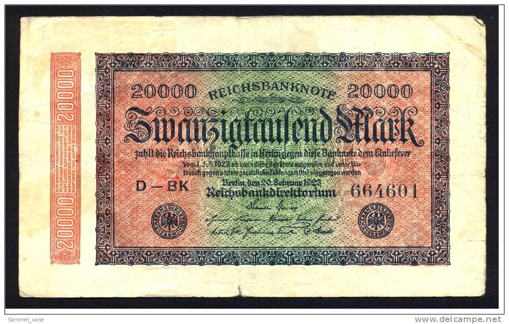 20 Tausend Mark ( 20.000 ) Reichsbanknote Berlin 20. Febr. 1923 - Inflationsgeld - 20000 Mark