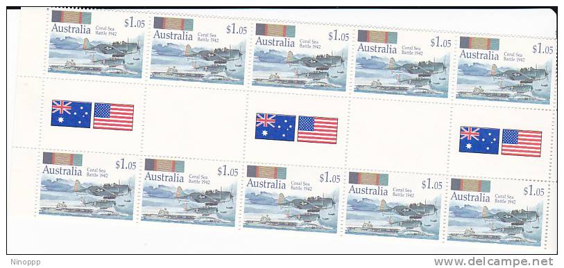 Australia 1992 AustralianUnder Fire, El Alamein , Gutter Strip MNH - Feuilles, Planches  Et Multiples