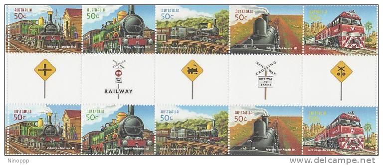 Australia  2004 Railways Gutter Strip MNH - Sheets, Plate Blocks &  Multiples