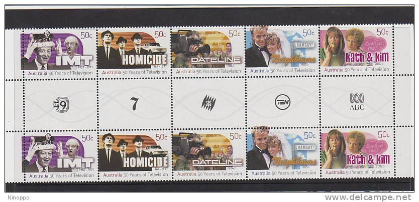 Australia  2006 5o Years Of Television Gutter Strip MNH - Feuilles, Planches  Et Multiples