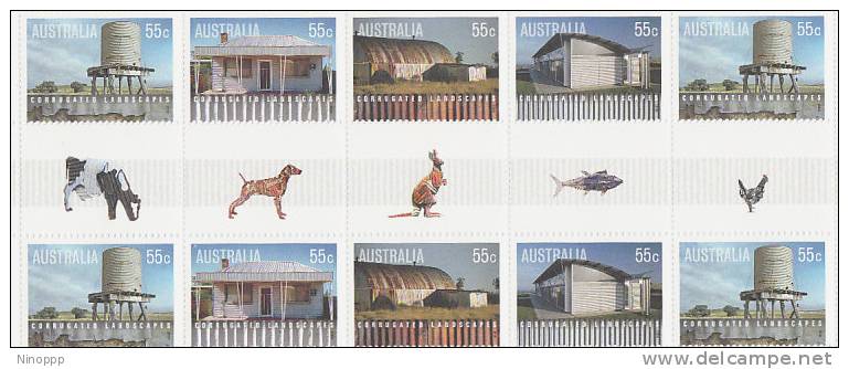Australia  2009 Corrugated Landscapes   Gutter Strip MNH - Feuilles, Planches  Et Multiples