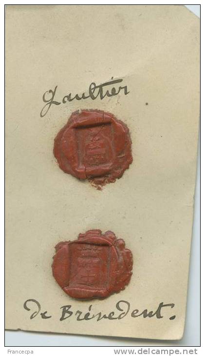 CACHET HISTORIQUE EN CIRE  - Sigillographie - 020 Gaultier De Brévedent   (très Belle Pièce) - Seals