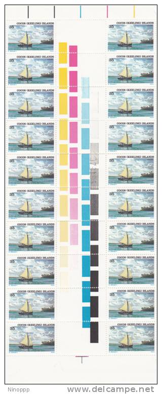 Cocos Islands 1976 Ships 35c Jukung Gutter  Strip MNH - Cocos (Keeling) Islands