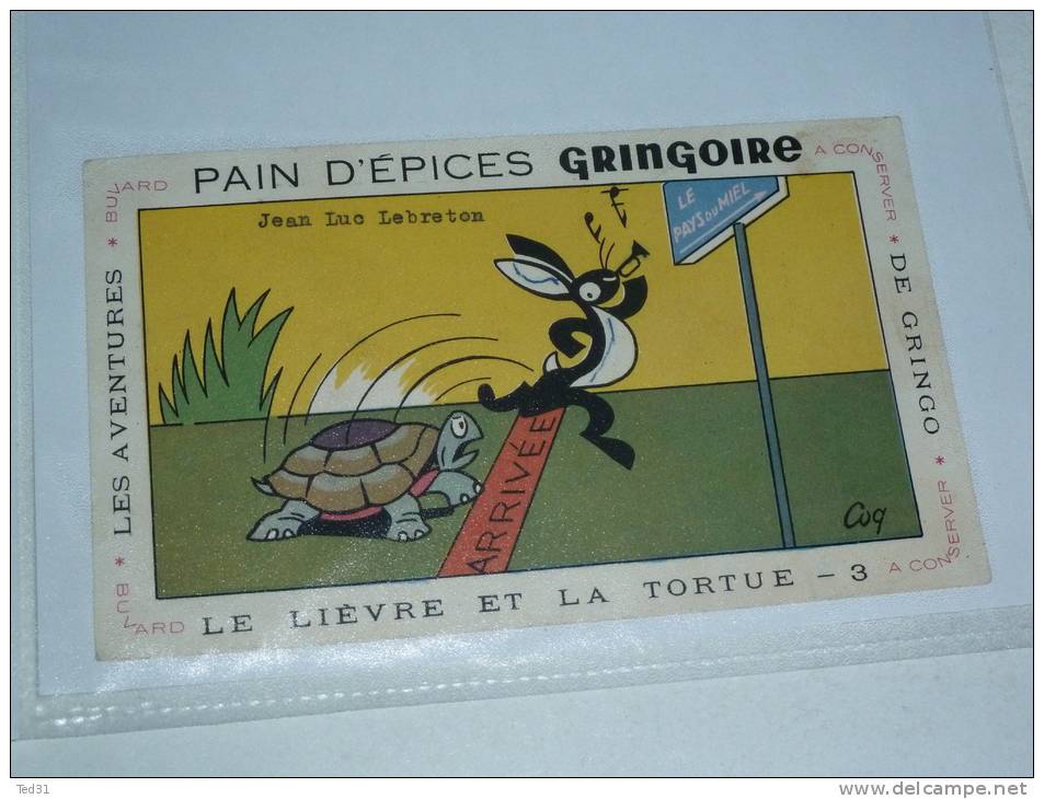 Buvard  Pain D´Epices GRINGOIRE Le Lievre Et La Tortue -3- - Pan De Especias