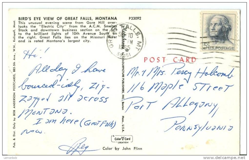 USA, Great Falls, The Electric City, Montana, 1965 Used Postcard [P8167] - Great Falls