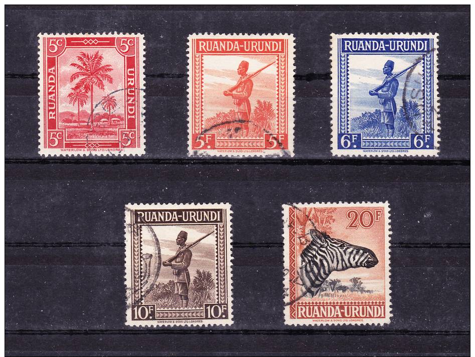 RUANDA -URUNDI   1943   Y&T    # 125 , 141 , 142 , 144, 145  , Cv 3,15  E . Used  ,  V V F - Usati