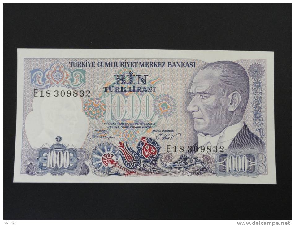 1970 - Billet 1000 Lira - E 18309832 - UNC - Turquie - Turchia