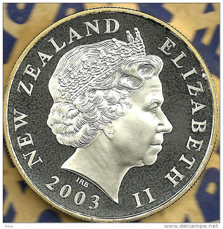 NEW ZEALAND $1 DOLLAR LORD OF THE RINGS MOVIE RING FRONT QEII HEAD BACK 2003 SILVER PROOF READ DESCRIPTION CAREFULLY !!! - Nieuw-Zeeland