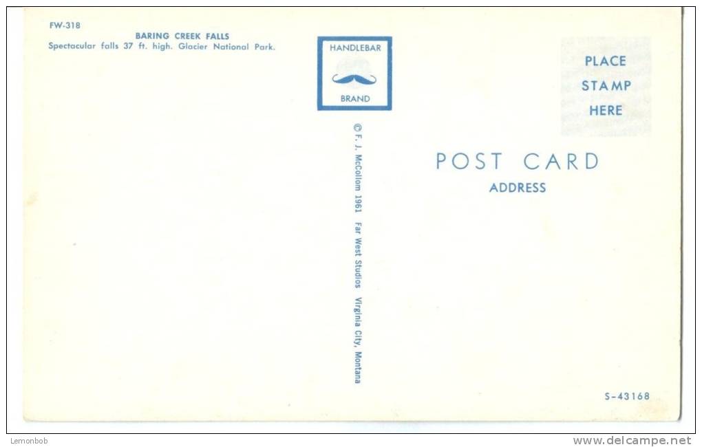 USA, Baring Creek Falls, Glacier National Park, Unused Postcard [P8181] - Parques Nacionales USA