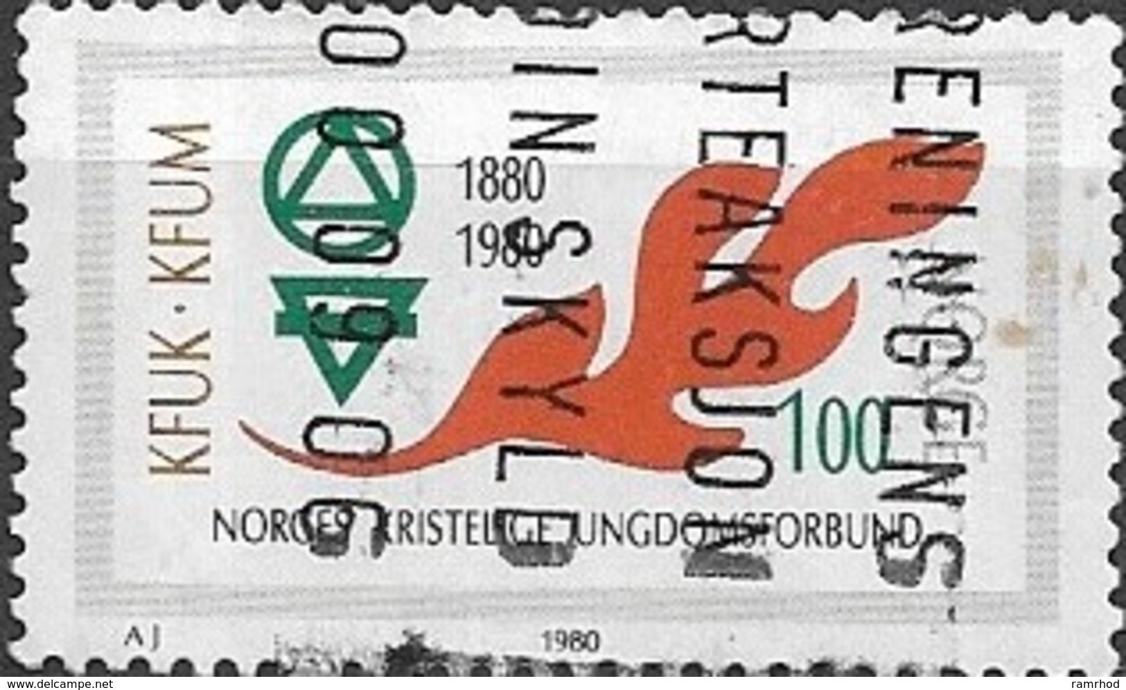 NORWAY 1980 Centenary Of Norwegian Christian Youth Association - 1k Leaf And Emblems AVU - Gebraucht