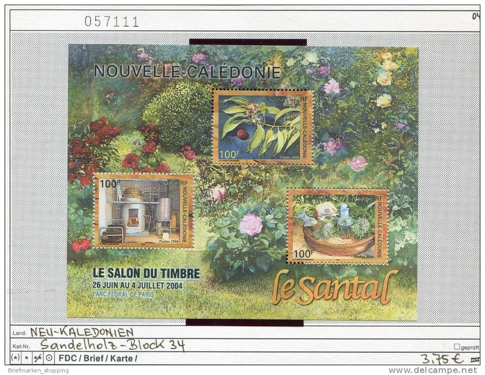 Neukaledonien - Nouvelle Caledonie - Michel Block 34 - ** Mnh Neuf Postfris - Sandelholz - Le Santal - Neufs