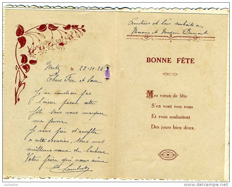 CARTE BRODEE OUVRANTE VIVE SAINT ELOI 1926 AVEC FER A CHEVAL - Embroidered