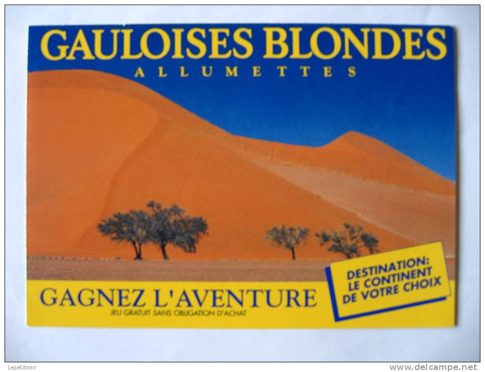 Publicité Jeu Gauloises Blondes Allumettes L'Aventure En Afrique En Asie Ou En Amérique 1989 - Publicité