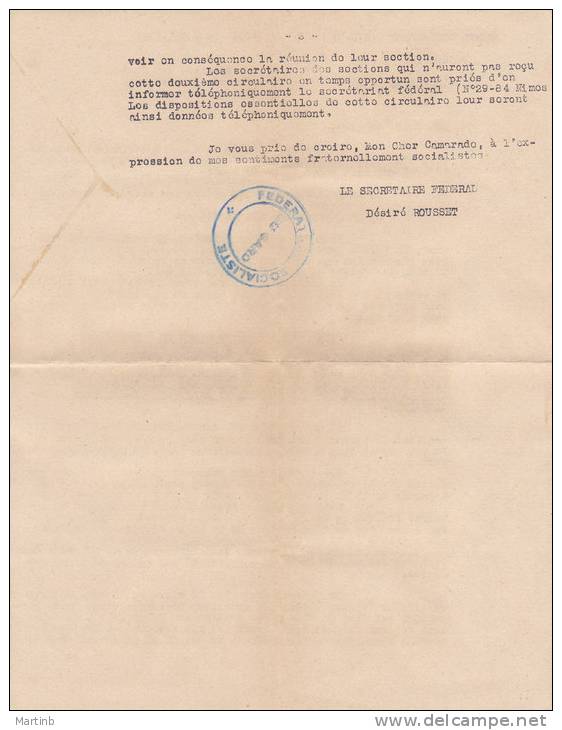 08.05.1951 Courrier PARTI SOCIALISTE SFIO  Du GARD Au Secretaires De Sections - Zonder Classificatie