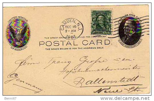 USA 1907 Obl CAMDEN NJ Pour Ballenstedt Germany - 1901-20