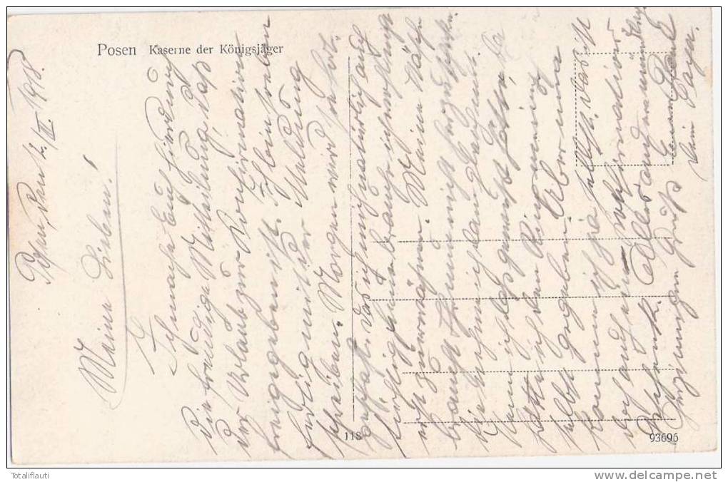 Posen Kaserne Der Königsjäger Belebt 12.3.1918 Datiert TOP-Erhaltung Poznan - Posen