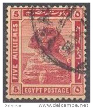 1914 For Egypt: Sphinx At Gizeh 5 M Sc 54 / Mi 48 / YT 48 Used/oblitere/gestempelt [ra] - Gebruikt