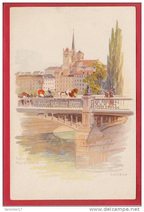 GENÈVE, PONT DU MONT BLANC, LITHO, 1897 / 1905 - Genève