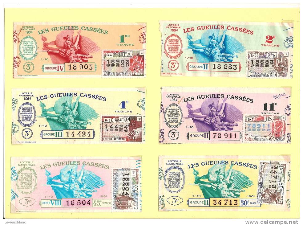 Loterie Nationale / Les Gueules Cassées/4 De 1964 Et 2 De 1961          VP428 - Billets De Loterie