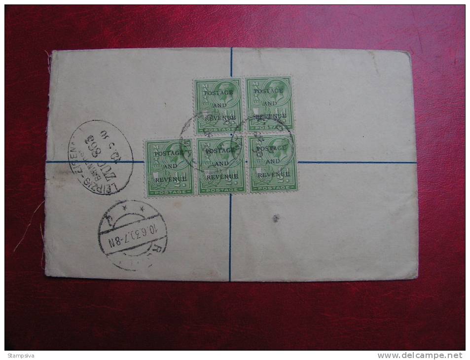 == Malta , Registered Stationery , Leipzig Bahnpost 1930, Back Side Revenue Stamps Franking - Malta (...-1964)