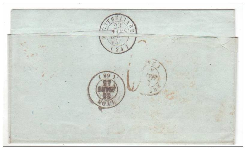 Cachet  D'entrée - Espag. Perpignan 25 Mars 1845 Pour Audincourt - 1801-1848: Voorlopers XIX