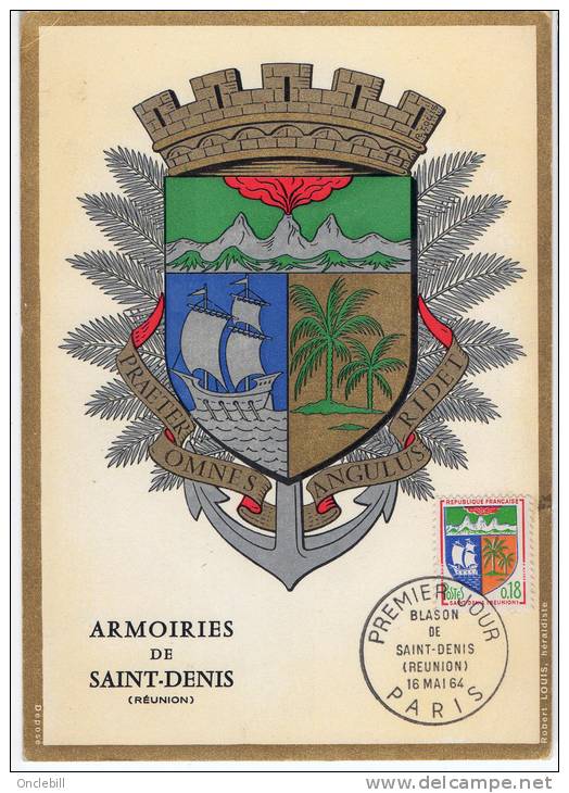 CP Maximum  Saint Denis  Réunion Armoiries Blason 1964 état Superbe - Saint Denis